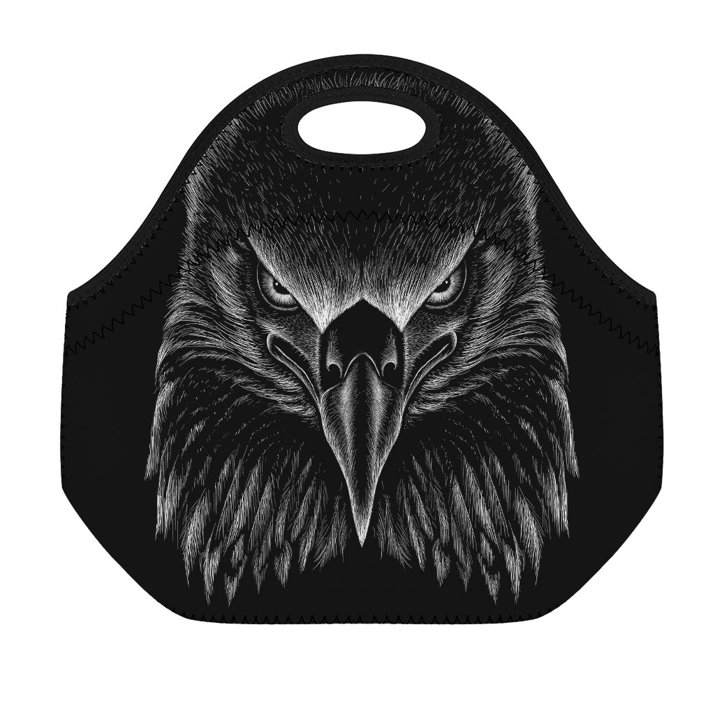 Black And White Eagle Print Neoprene Lunch Bag