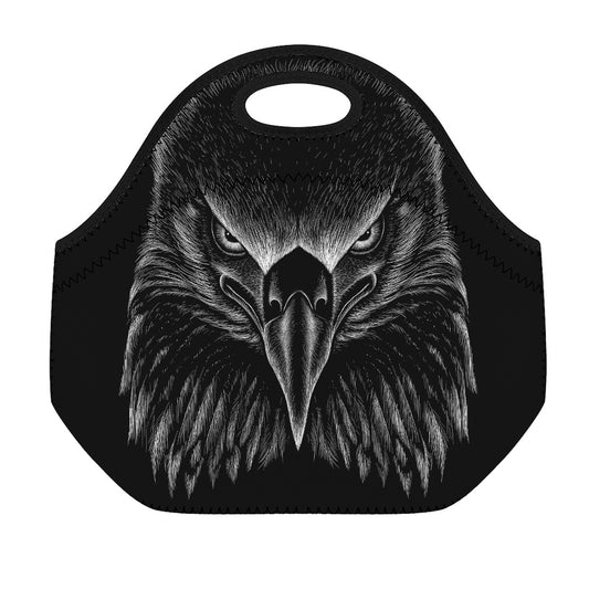 Black And White Eagle Print Neoprene Lunch Bag