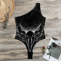 Black And White Eagle Print One Shoulder Bodysuit