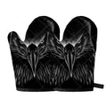 Black And White Eagle Print Oven Mitts