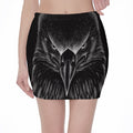 Black And White Eagle Print Pencil Mini Skirt