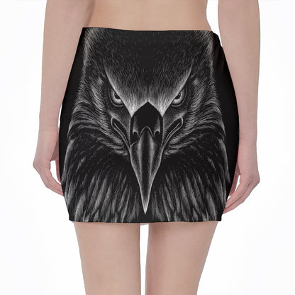 Black And White Eagle Print Pencil Mini Skirt
