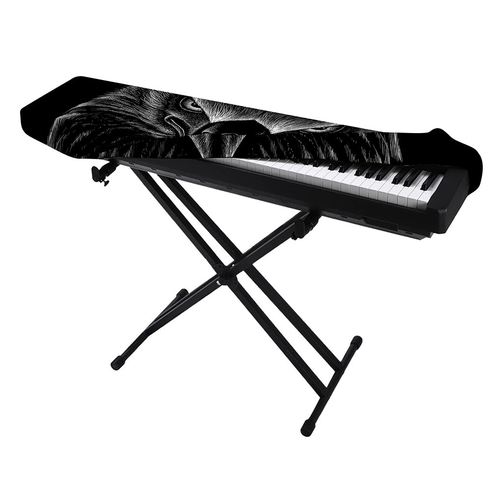 Black And White Eagle Print Piano Keyboard Cover