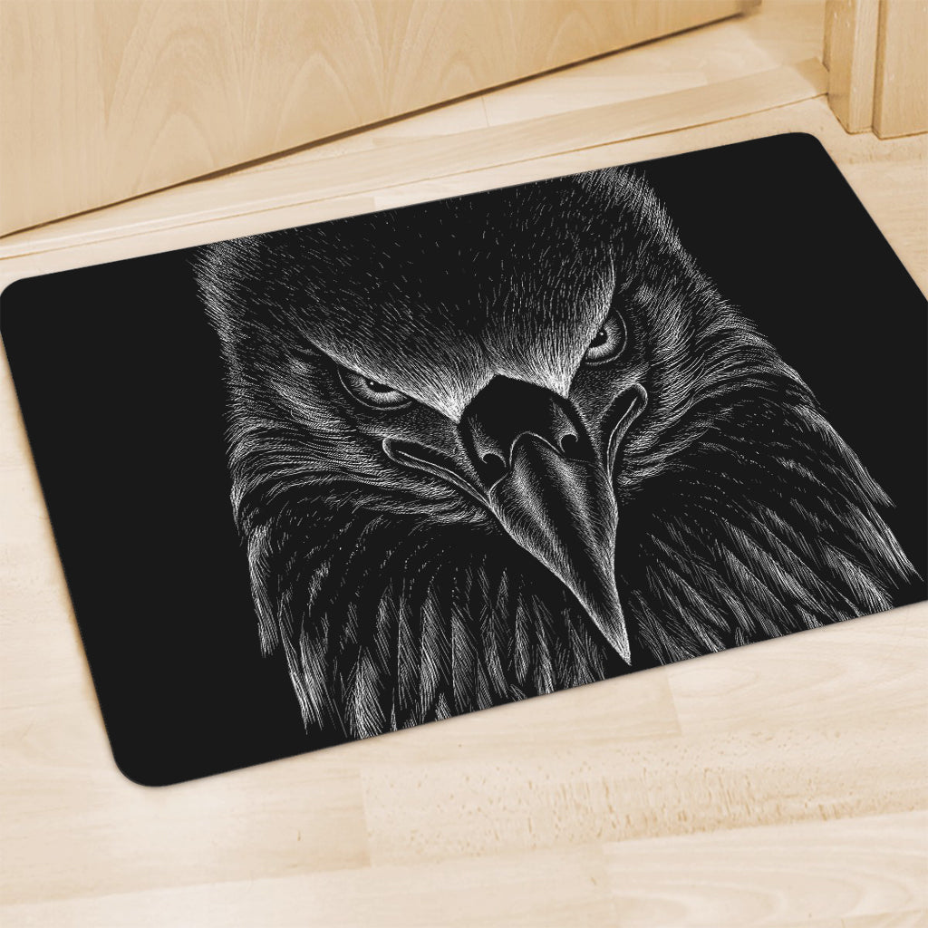 Black And White Eagle Print Polyester Doormat