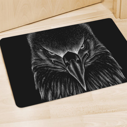 Black And White Eagle Print Polyester Doormat