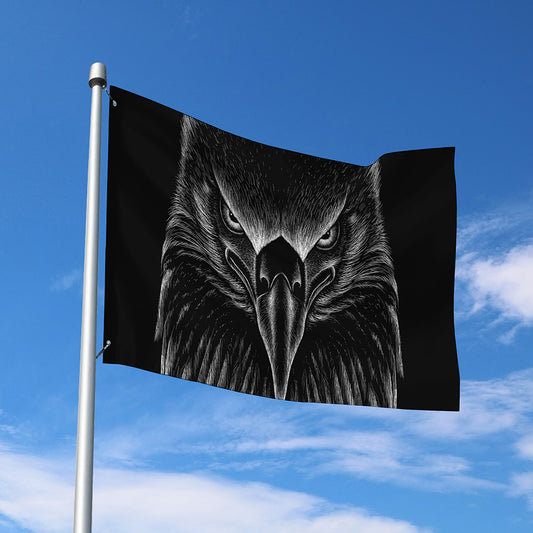 Black And White Eagle Print Polyester Flag