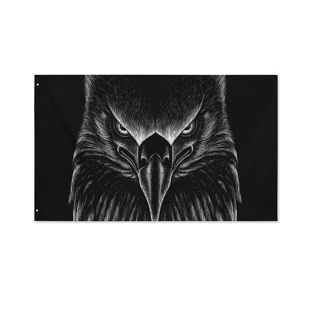 Black And White Eagle Print Polyester Flag