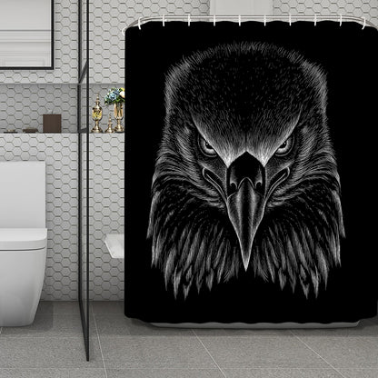 Black And White Eagle Print Polyester Shower Curtain