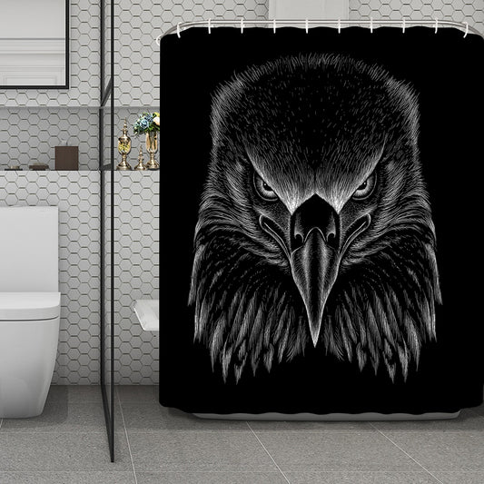 Black And White Eagle Print Polyester Shower Curtain