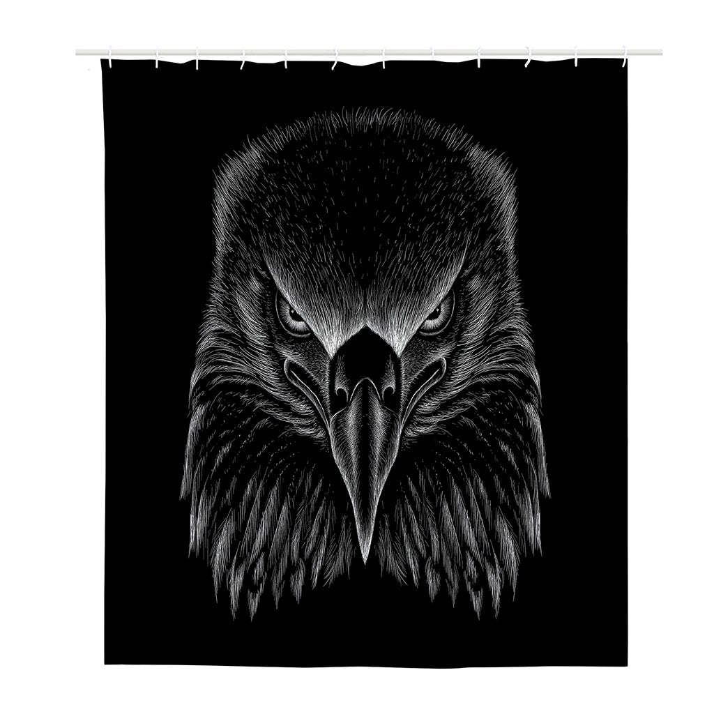 Black And White Eagle Print Polyester Shower Curtain