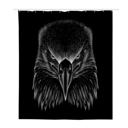Black And White Eagle Print Polyester Shower Curtain