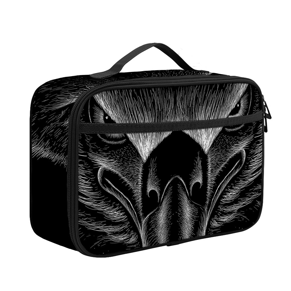 Black And White Eagle Print Portable Lunch Bag
