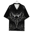 Black And White Eagle Print Rayon Hawaiian Shirt