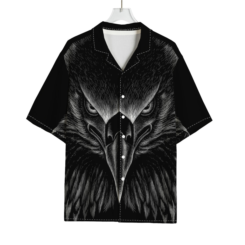 Black And White Eagle Print Rayon Hawaiian Shirt