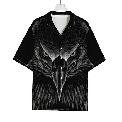Black And White Eagle Print Rayon Hawaiian Shirt