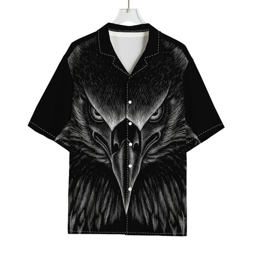 Black And White Eagle Print Rayon Hawaiian Shirt