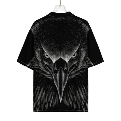 Black And White Eagle Print Rayon Hawaiian Shirt