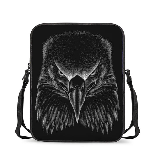 Black And White Eagle Print Rectangular Crossbody Bag