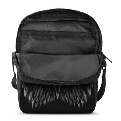 Black And White Eagle Print Rectangular Crossbody Bag