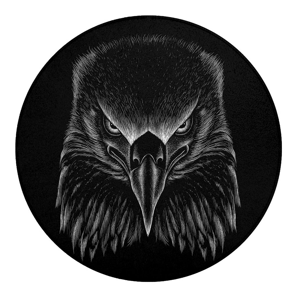 Black And White Eagle Print Round Blanket