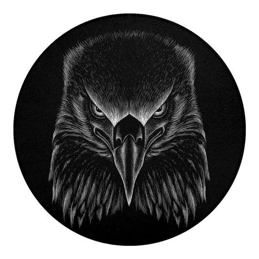 Black And White Eagle Print Round Blanket
