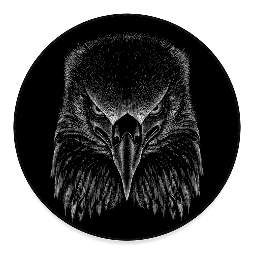Black And White Eagle Print Round Floor Mat