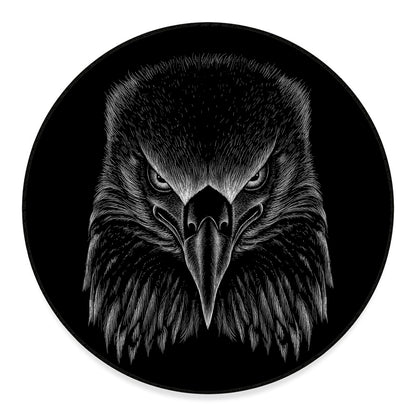 Black And White Eagle Print Round Floor Mat