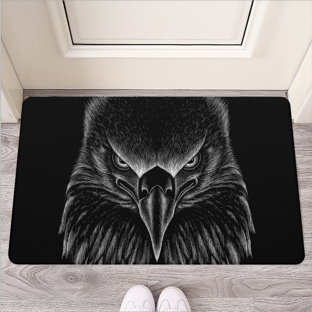 Black And White Eagle Print Rubber Doormat