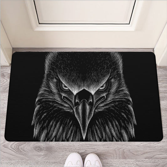 Black And White Eagle Print Rubber Doormat