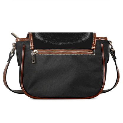 Black And White Eagle Print Saddle Bag