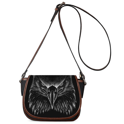 Black And White Eagle Print Saddle Bag