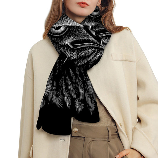Black And White Eagle Print Scarf