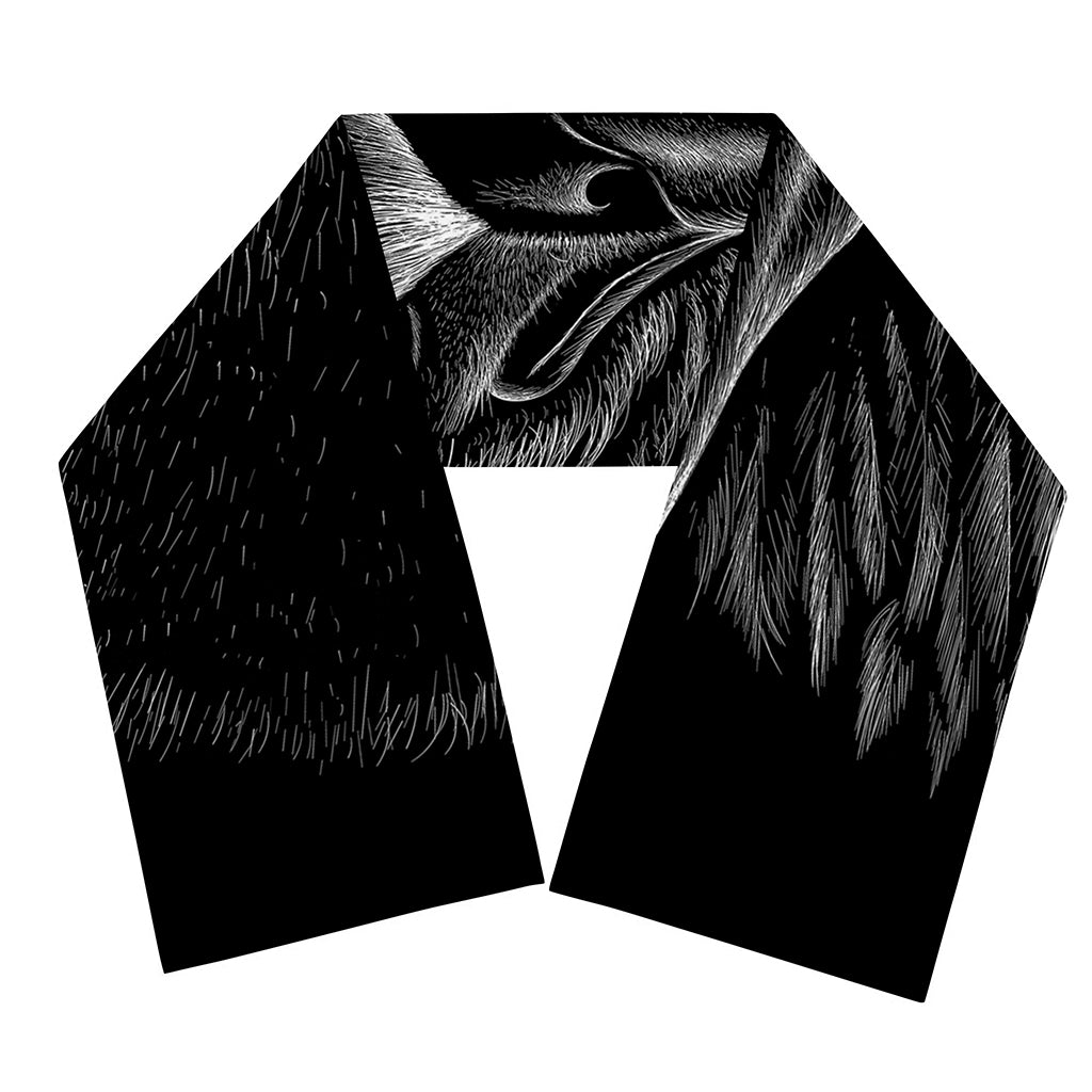 Black And White Eagle Print Scarf