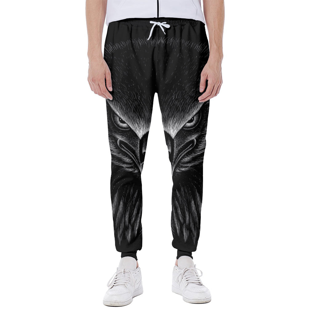 Black And White Eagle Print Scuba Joggers