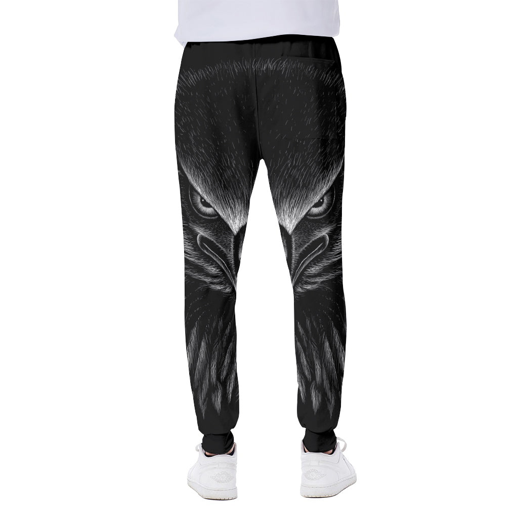 Black And White Eagle Print Scuba Joggers