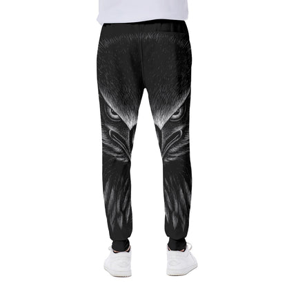 Black And White Eagle Print Scuba Joggers