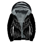 Black And White Eagle Print Sherpa Lined Zip Up Hoodie