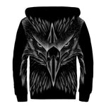 Black And White Eagle Print Sherpa Lined Zip Up Hoodie