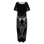 Black And White Eagle Print Short Sleeve Long Nightdress