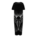 Black And White Eagle Print Short Sleeve Long Nightdress
