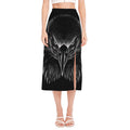 Black And White Eagle Print Side Slit Midi Skirt
