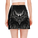 Black And White Eagle Print Side Slit Mini Skirt