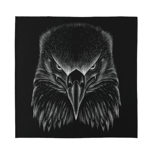 Black And White Eagle Print Silk Bandana