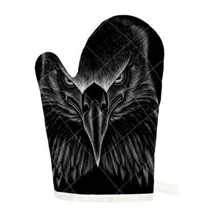 Black And White Eagle Print Single Oven Mitt