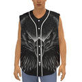 Black And White Eagle Print Sleeveless Baseball Jersey