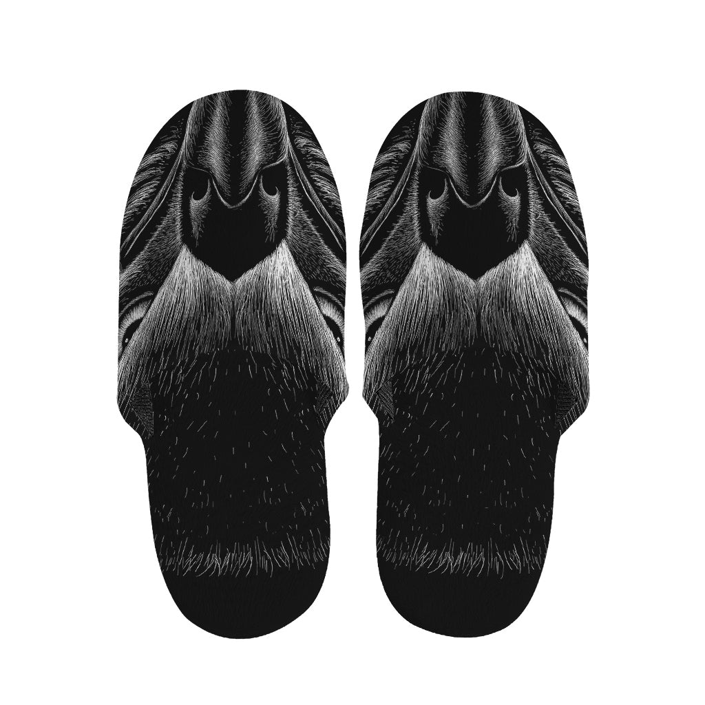 Black And White Eagle Print Slippers