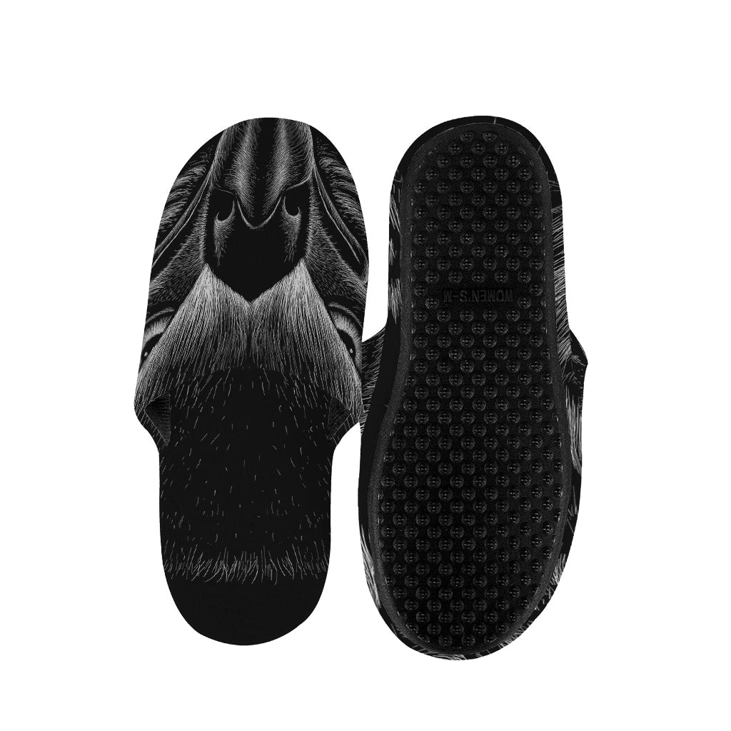 Black And White Eagle Print Slippers