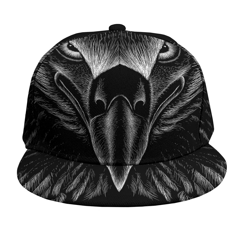 Black And White Eagle Print Snapback Cap