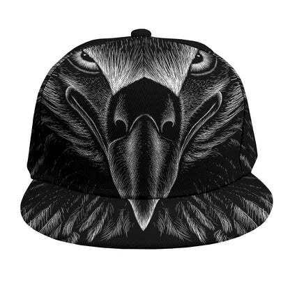 Black And White Eagle Print Snapback Cap