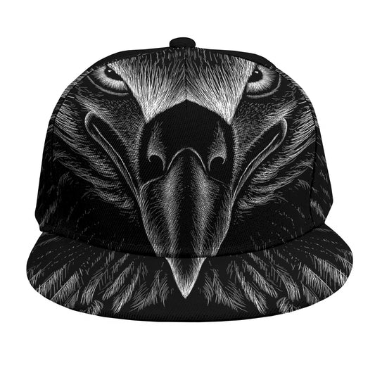 Black And White Eagle Print Snapback Cap